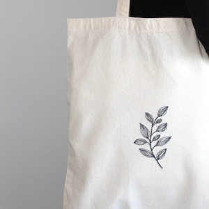 Blattstickerei Tasche | Bestickte Tragetasche | Blatt Tasche