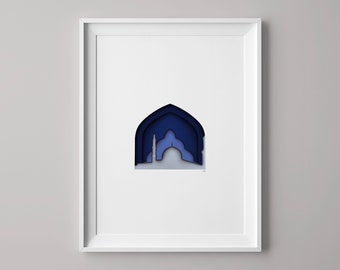 Layered Mosque Art Print | Islamic Architecture Wall Decor