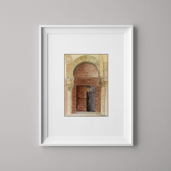 Tunisian Watercolour Door Print Tunisia Art Singapore - Tunisian Home Decor Tunisian Watercolour Door Print Tunisia Art Singapore - Tunisian Home Decor