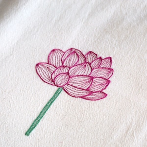 Embroidered tote bag | Embroidered flower bag | Line embroidery