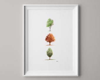 Tree Series Print | Tree Print | Watercolour Tree | Wall Decor | Wall Poster | Tree Painting | Tree Art | Botanical Art | Nature