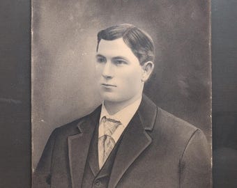 Antique Black and White Portrait of a Man 20" × 16"