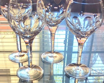 Vintage Stuart Crystal Valencia Wine Glass 8" Set Of Four