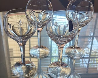 Vintage Stuart Crystal Valencia 8.5" Wine Glass Goblet Waterford Wedgewood Set of 4