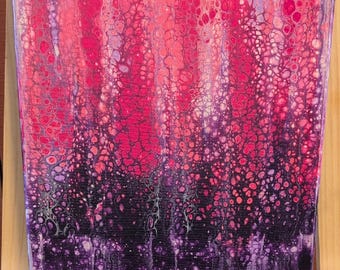 Handmade Acrylic Painting on  Stretched Canvas Pink Purple 12"×12"