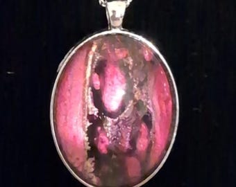 Cote' Design Studio Handmade Pendant Abstract Fluid Art Oval Colorful 1.5"