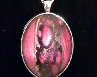 Cote' Design Studio Handmade Pendant Abstract Fluid Art Oval Colorful 1.5"