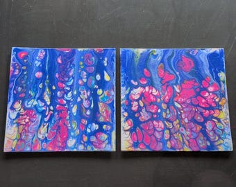 Handmade Abstract Painting Canvas Art Panels 8×8 Set Of 2