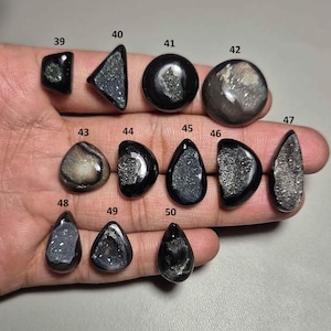 Attractive Natural Black Agate Sugar Druzy Cabochon, Black agate Gemstone, Black agate jewelry, Black agate, Agate Jewelry # 240