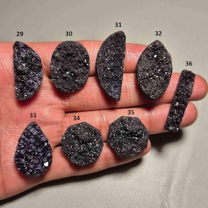 Natural Black agate Sugar Druzy Cabochon, Black Agate Sugar Druzy Gemstone, Black agate jewelry, Black Agate, Black agate Sugar Druzy # 304
