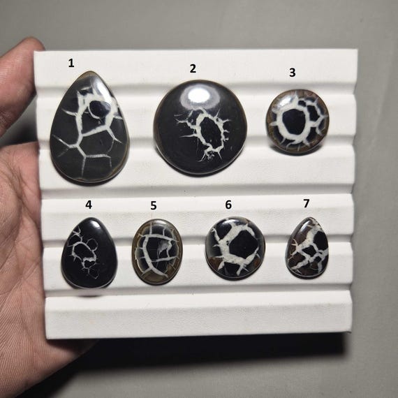 75% OFF Black Septarian Jasper Cabochon Loose Gemstone For Making Jewelry Handmade Polish In Low Price Cabochon Natural Stone # 673