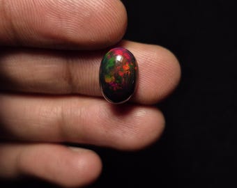 Fire Opal, Natural Ethiopian Black Opal Gemstone, Ethiopian Black Opal, Opal Cabochon, Opal Jewelry, Opal, 4.00 Carat 14X10X6  MM, NO. 7