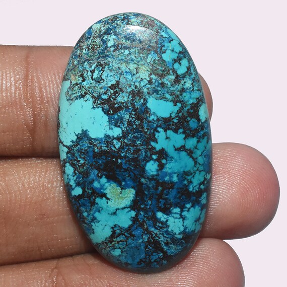 AAA Quality Azurite Turquoise Cabochons,100/% Natural Azurite Turquoise,Azurite Turquoise Loose Stone,Semi Precious 52Cts. 36X17mm.