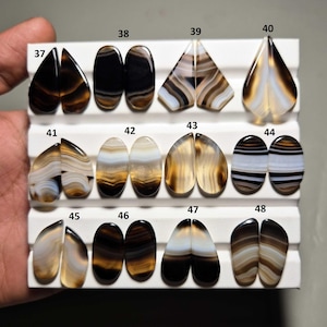 Gorgeous Matched Pair Banded Agate Cabochon, Banded Agate Jewelry, Banded Agate Gemstone Pair, Banded Agate Pair, In Low Price Agate # 516