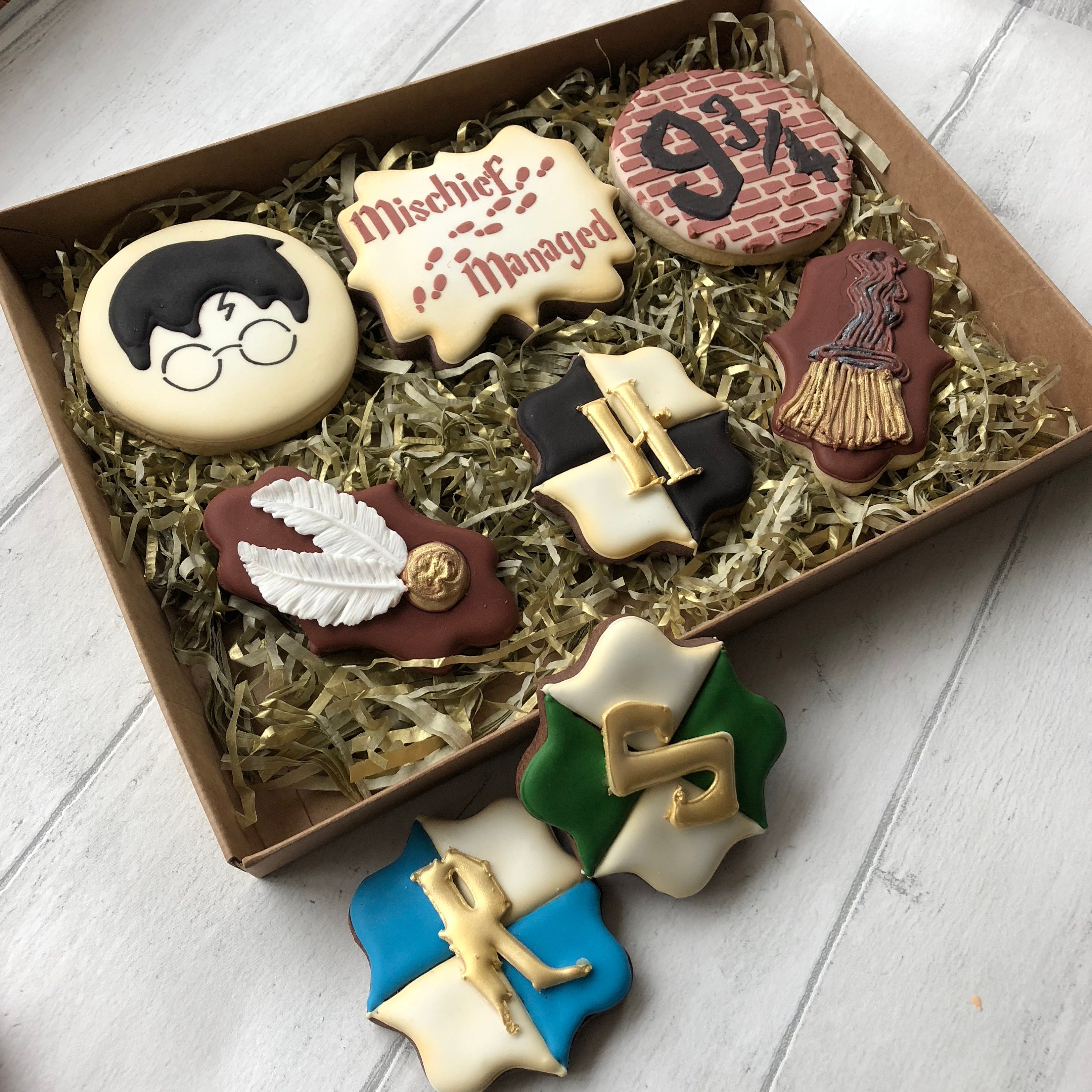Harry Potter Theme Cookies Harry Potter Gift Iced Biscuits Etsy