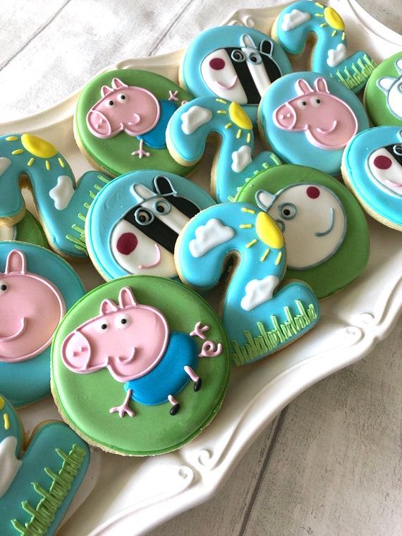 Peppa Pig Iced Biscuits Kids Party Favours Peppa Pig Etsy