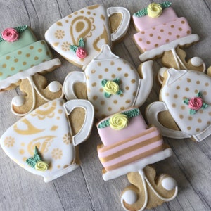 Vintage Tea Party Iced Cookies: Teapot, Teacup & Cake Favors