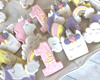 Unicorn Cookies for 1st Birthday, Gifts for Guests, Birthday Party Favour, 1st Birthday Girl, Unicorn Decor