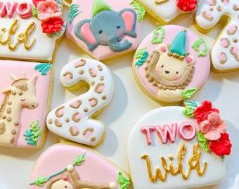 Two Wild Safari Cookies - Wild One Birthday - Wild and Three Party