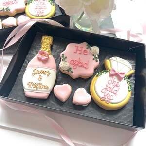 ENGAGEMENT Biscuit Gift gifts for couple, Personalised Engagement biscuits for Just Engaged , Engagement Presents image 2