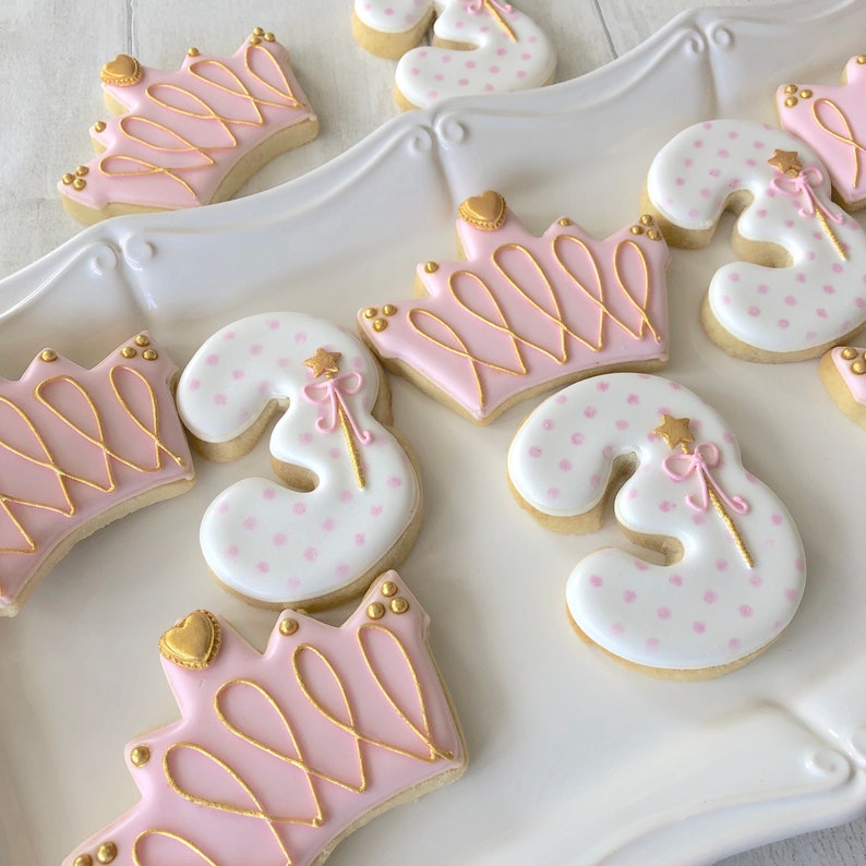 PRINCESS PARTY Favours Princess Cookies Pink Crown Biscuits for Girls Birthday Kids Party Favours image 7