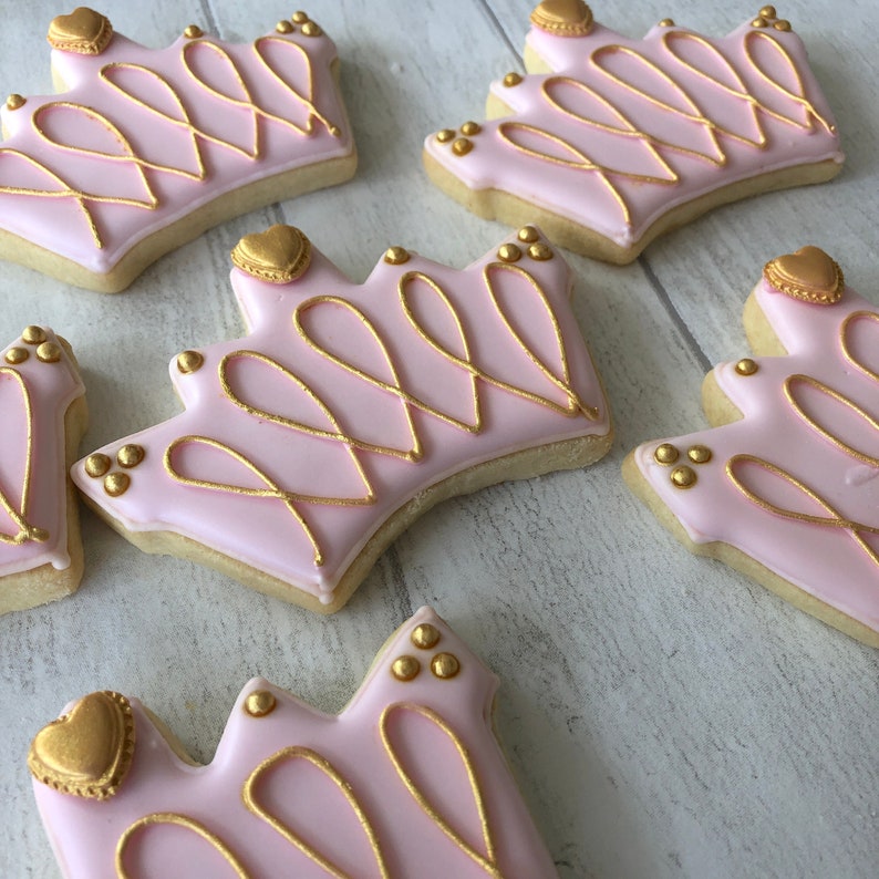 PRINCESS PARTY Favours Princess Cookies Pink Crown Biscuits for Girls Birthday Kids Party Favours image 6