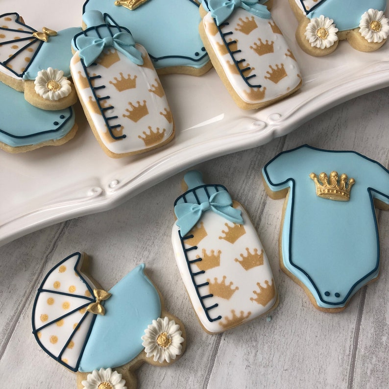 Baby Shower Biscuits Baby Boy Cookies Iced Sugar Cookies Etsy