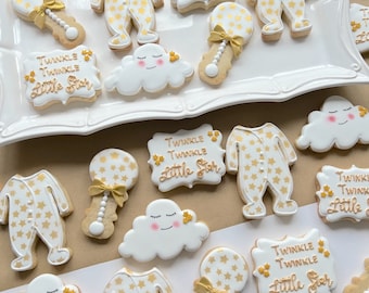 BABY SHOWER FAVOURS || Twinkle Twinkle Little Star Baby Shower Biscuits, Sweet favours for Mum to be, Table Favours, Biscuit Favours