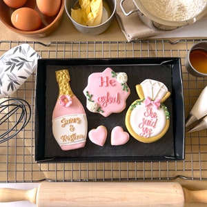 ENGAGEMENT Biscuit Gift gifts for couple, Personalised Engagement biscuits for Just Engaged , Engagement Presents image 8