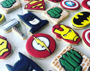 SUPERHERO  Cookies - Comic Theme Cookies - 6th 7th 8th 9th 10th Birthday - Party Bag Fillers