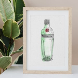 Tanqueray n. dieci stampa illustrata, illustrazione di arte della parete di gin, arte della parete di gin, arte della parete di gin Tanqueray n. 10, decorazione della parete di gin
