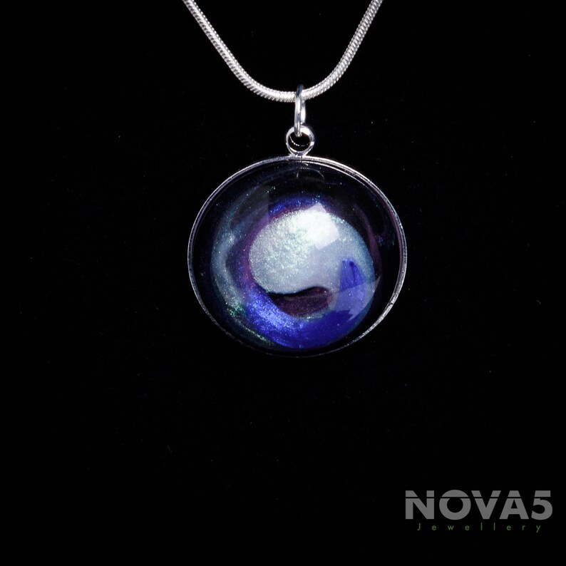 Contemporary Jewelry Modern Jewelry Artisan Jewelry Handmade Pendant Modern Necklace *White Blue and Magenta Art Pendant*