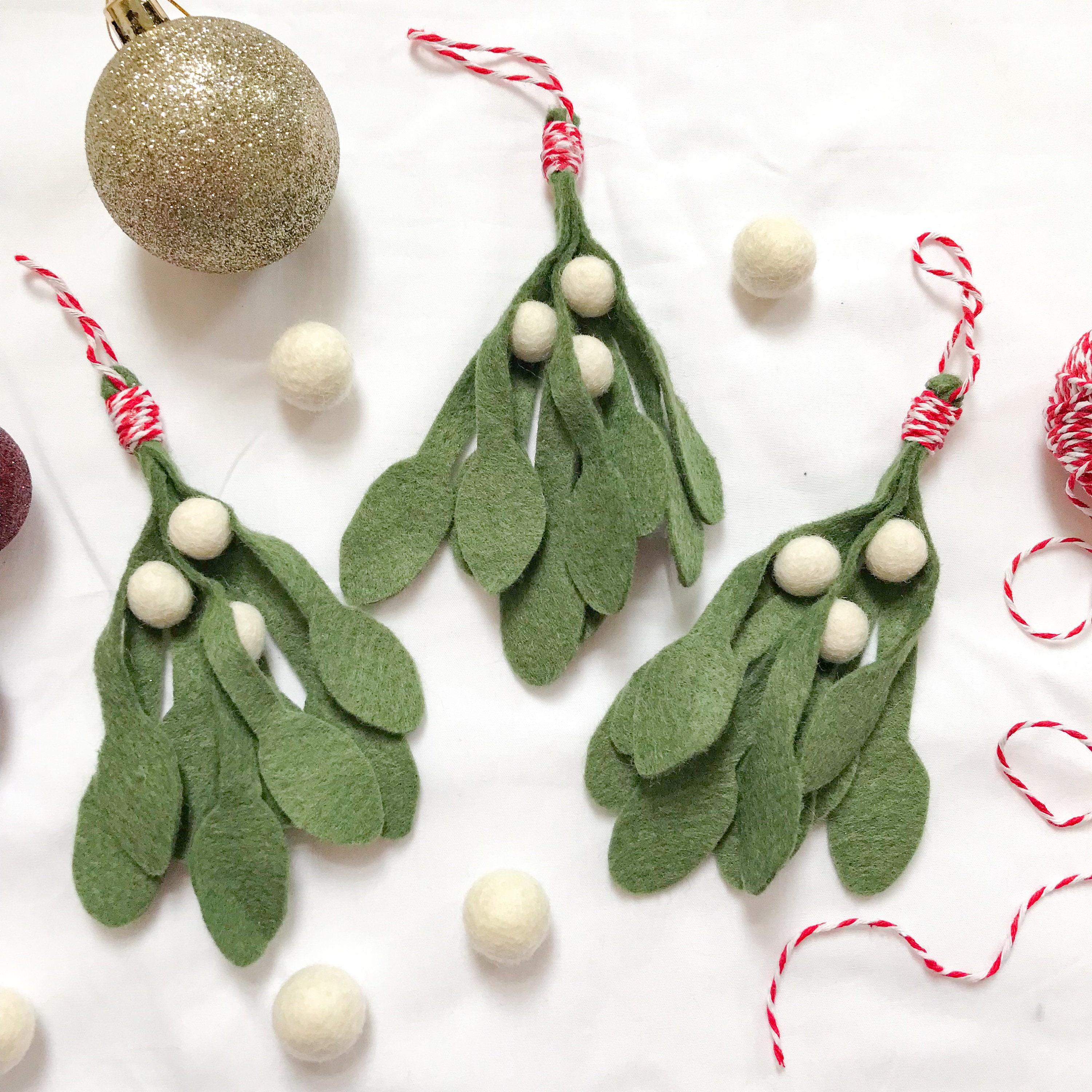 Décorations de Gui Noël en Feutre Ornements d'arbre Faits à La Main Décorations Cheminée Ferme, Déco