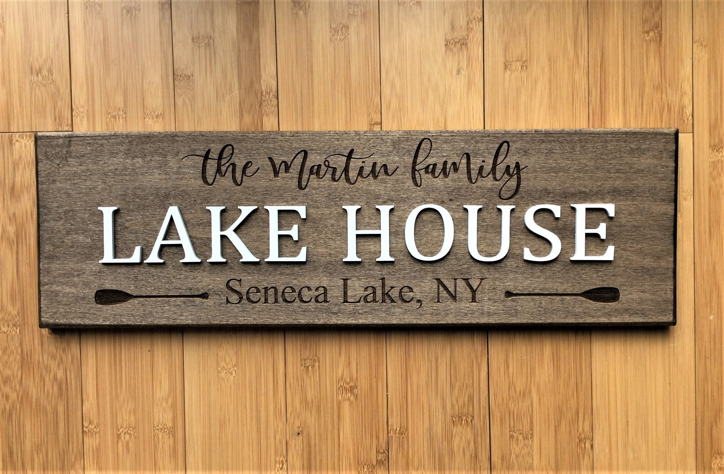Personalized Lake House Sign Custom Wood Family Name Wall | Etsy