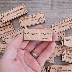Engraved Scripture Verses on Birch Plywood – Pocket Prayers / Bible Tags – Pack of 20 Assorted