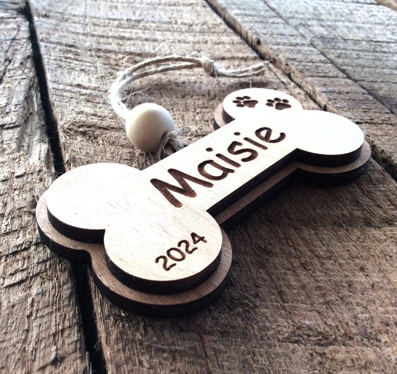 Dog Bone Ornament, Personalized Pet Name Tag Etsy