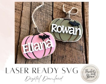 Personalized Pumpkin Basket Tag SVG, Halloween Boo Basket Name (Digital Download)
