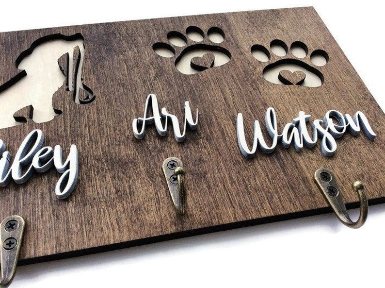 Dog Leash Holder Personalized Dog Leash Hooks Entryway Etsy
