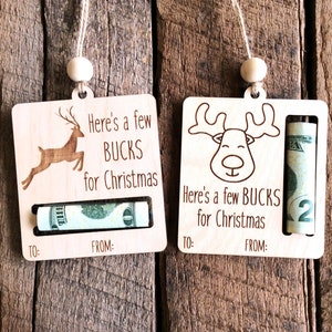 Money Holder Christmas Ornament, Cute Stocking Stuffer, Reindeer Cash Gift Holder, Here&#39;s a Few Bucks for Christmas