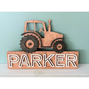 Tractor Name Sign, Personalized Boys Room Decor, Farm Theme Nursery Sign