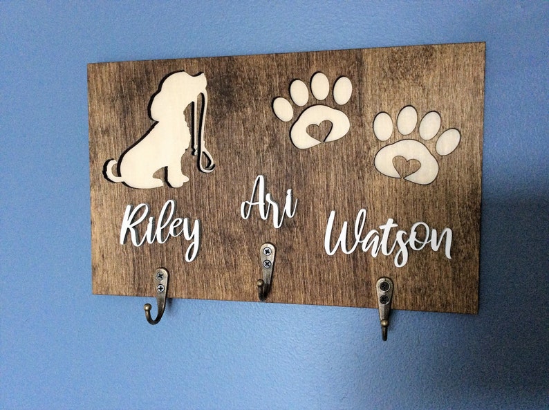Dog Leash Holder Personalized Dog Leash Hooks Entryway Etsy