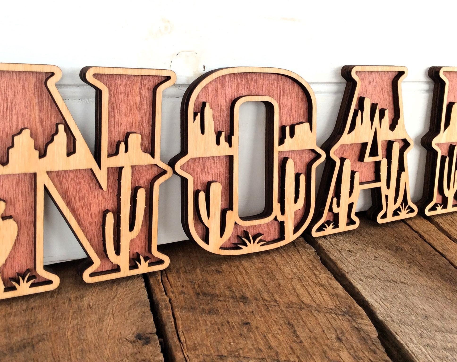 Western Nursery Name Sign, Wooden Wall Letters, Custom Boy Name Sign