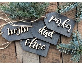 Personalized Stocking Tag, Wood Gift Tags, Christmas Stocking Name Tags
