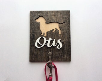 Dachshund Leash Hanger & Key Holder - Wall Mounted Made In USA Organizer