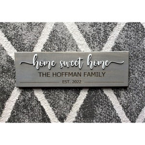 Home Sweet Home Sign, Personalized Family Name Wood Sign, Rustic Wall Decor, Housewarming or Wedding Gift