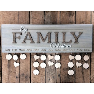 Personalized Family Celebrations Board, Birthday Tracker Wall Sign, Family Birthday Board Calendar