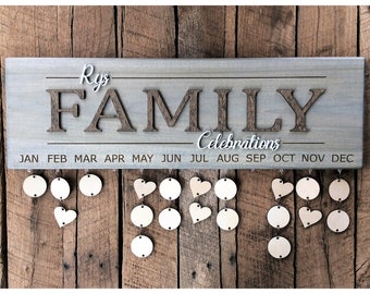 Personalized Family Celebrations Board, Birthday Tracker Wall Sign, Family Birthday Board Calendar