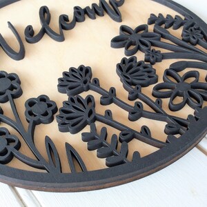 Wildflower Welcome Sign, Round Birch Wood, Entryway Decor - Etsy
