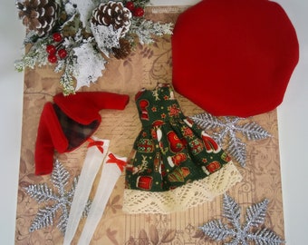 Vendido Blythe Navidad conjunto de ropa vestido personalizado Blythe OOAK