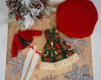 Christmas set of clothes Blythe dress